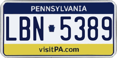PA license plate LBN5389