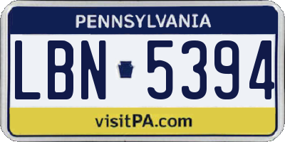 PA license plate LBN5394