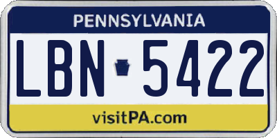 PA license plate LBN5422