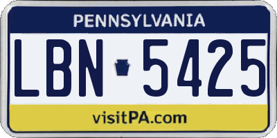PA license plate LBN5425