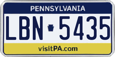 PA license plate LBN5435