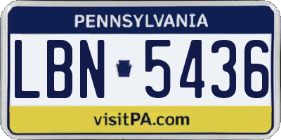 PA license plate LBN5436
