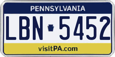 PA license plate LBN5452