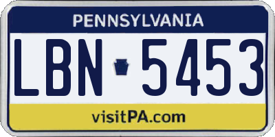 PA license plate LBN5453
