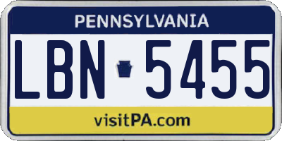 PA license plate LBN5455