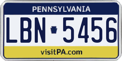 PA license plate LBN5456