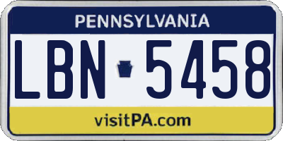 PA license plate LBN5458