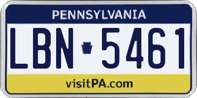PA license plate LBN5461