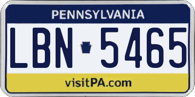 PA license plate LBN5465