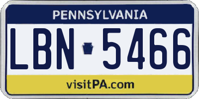 PA license plate LBN5466