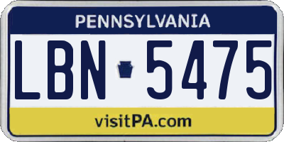 PA license plate LBN5475