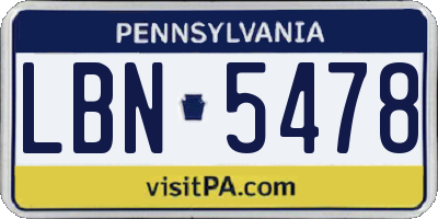 PA license plate LBN5478