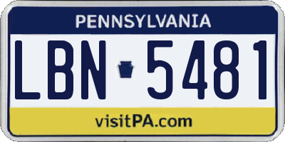 PA license plate LBN5481