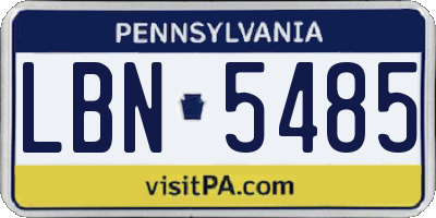 PA license plate LBN5485