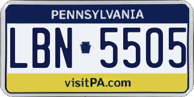 PA license plate LBN5505