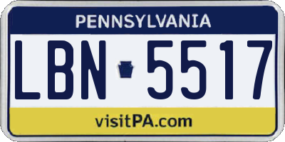 PA license plate LBN5517