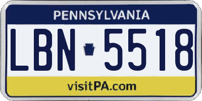 PA license plate LBN5518