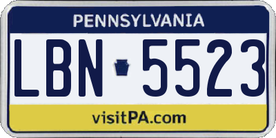 PA license plate LBN5523