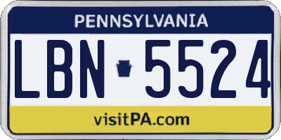 PA license plate LBN5524