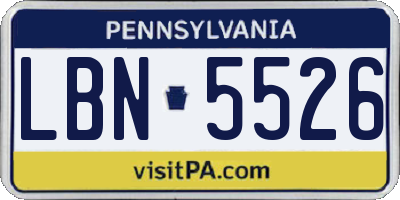 PA license plate LBN5526