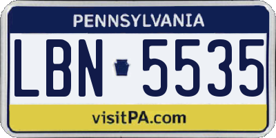 PA license plate LBN5535