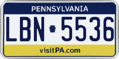 PA license plate LBN5536