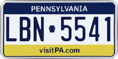PA license plate LBN5541