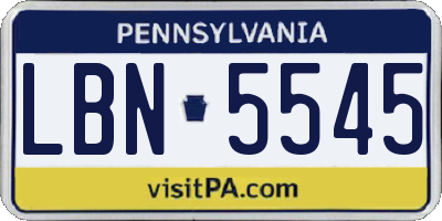 PA license plate LBN5545