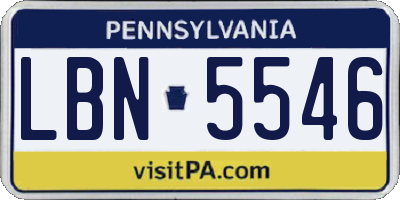 PA license plate LBN5546