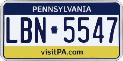 PA license plate LBN5547