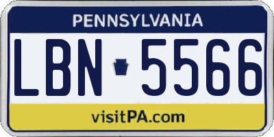 PA license plate LBN5566