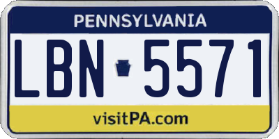 PA license plate LBN5571