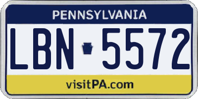 PA license plate LBN5572