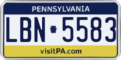 PA license plate LBN5583