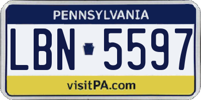 PA license plate LBN5597
