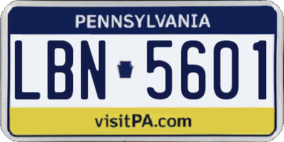 PA license plate LBN5601