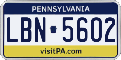 PA license plate LBN5602