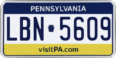 PA license plate LBN5609