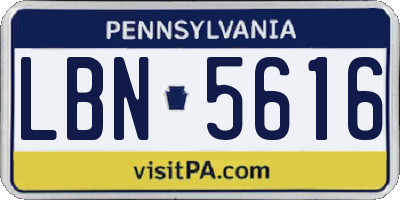 PA license plate LBN5616