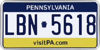 PA license plate LBN5618