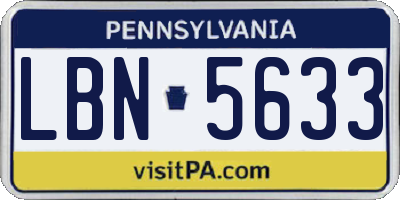 PA license plate LBN5633