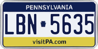 PA license plate LBN5635