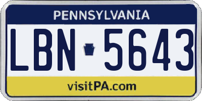 PA license plate LBN5643