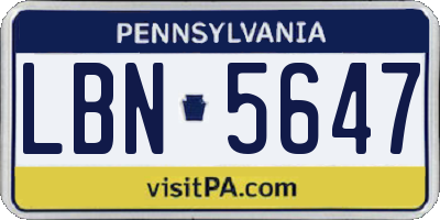 PA license plate LBN5647