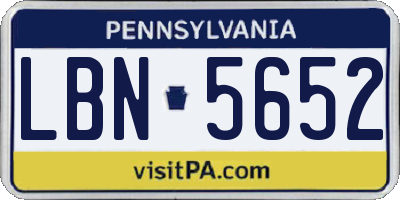 PA license plate LBN5652
