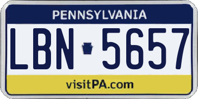 PA license plate LBN5657