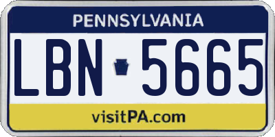 PA license plate LBN5665