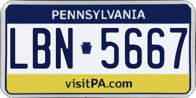 PA license plate LBN5667