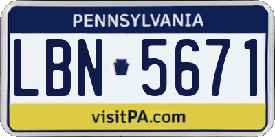PA license plate LBN5671