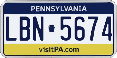 PA license plate LBN5674